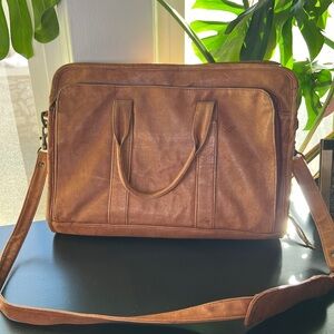 Vintage leather satchel, messenger bag, soft briefcase